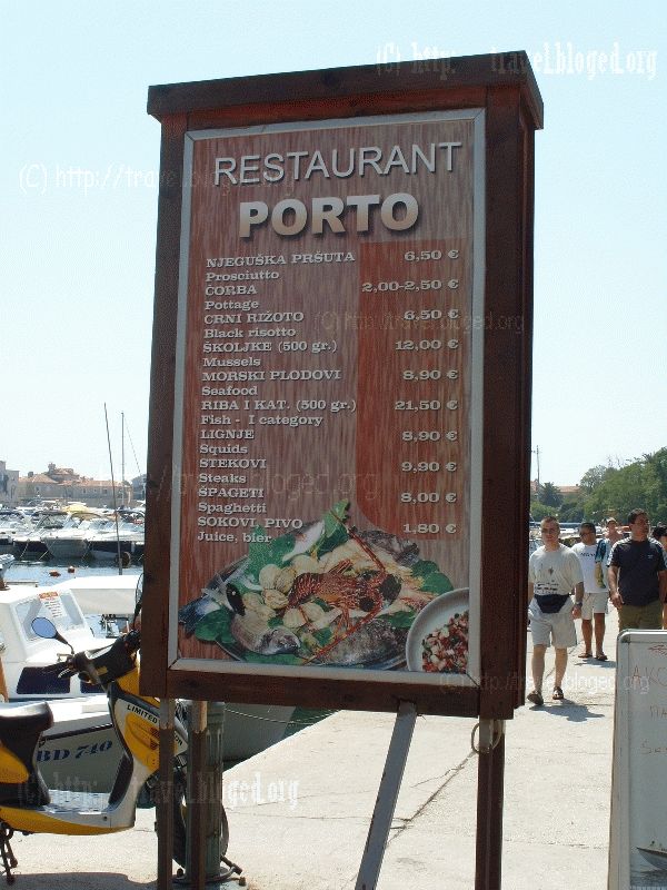 Цены в ресторане Порто Цены в ресторане Porto в Будве по состоянию на август 2008 года