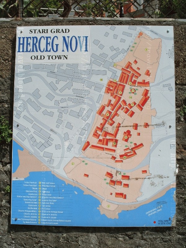 Карта старого города в Герцег Нови, Черногория